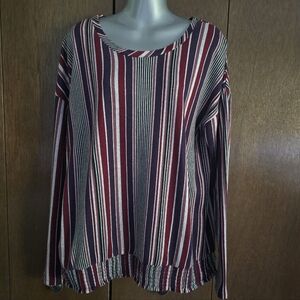 Como Blu Burgundy Striped Blouse